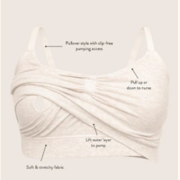 Kindred Bravely Sublime Bamboo Hands-Free Pumping Lounge & Sleep Bra M Oat Nwt - Picture 10 of 14